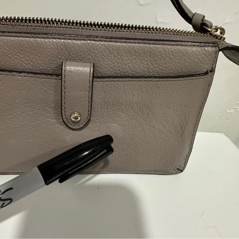 Kate Spade Jackson Crossbody‎ Bag Slate Gray Pebbled Leather Wallet Clutch